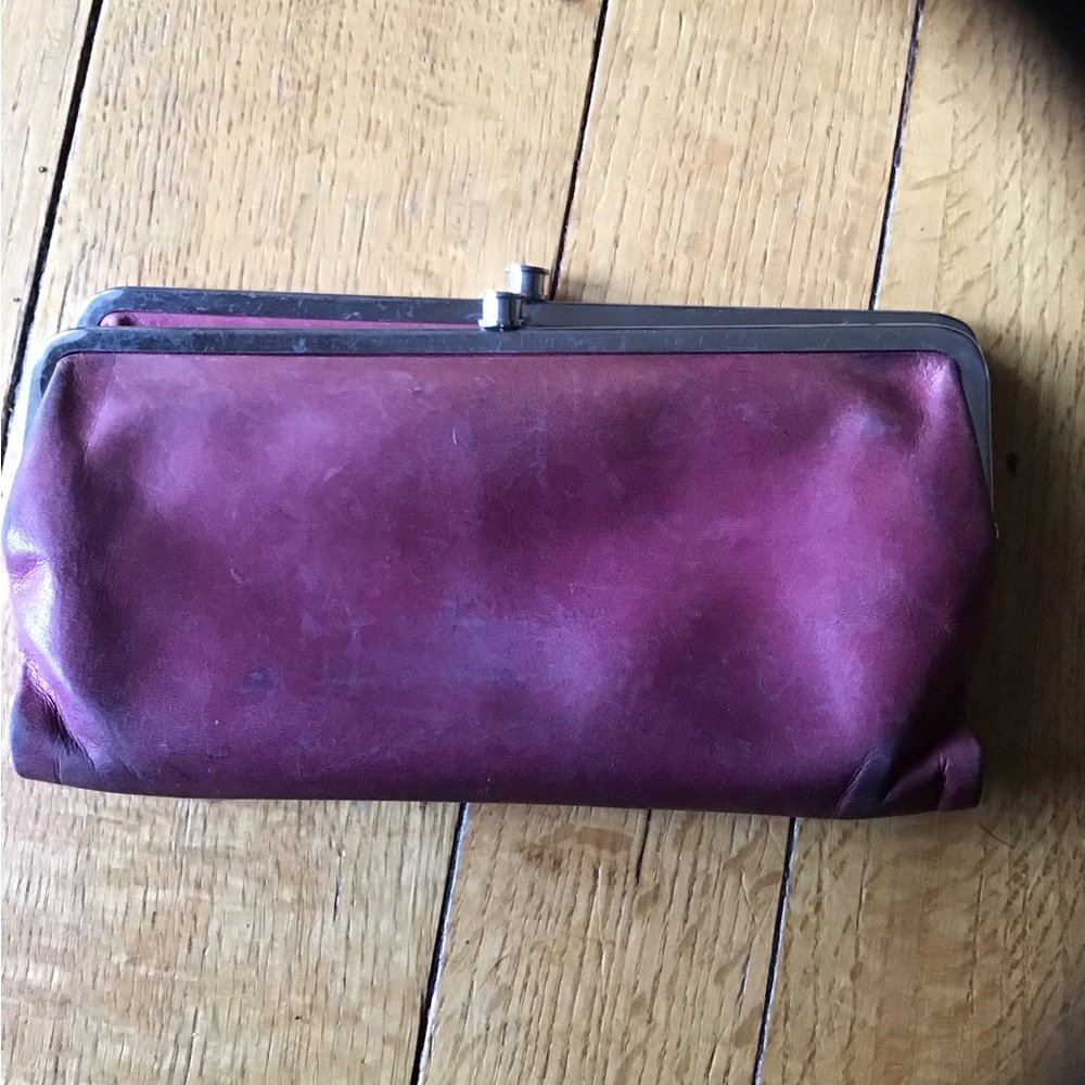 HOBO clutch wallet, muted red color